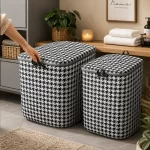 110L Houndstooth Foldable Clothing Storage Box