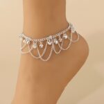Silver Tassel Bell Chain Anklet for Women