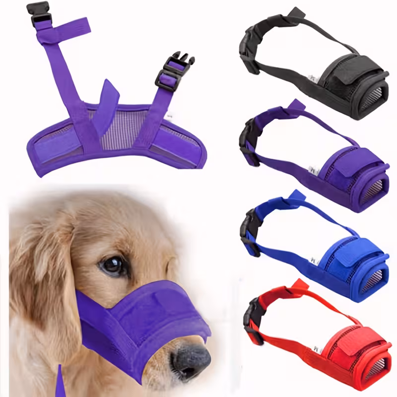 Adjustable Dog Mouth Cover – Breathable Pet Muzzle for Biting & Barking Prevention