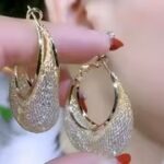 Women’s Gold Mesh-Wrapped Hoop Earrings - Image 2