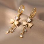 Women’s Floral Crystal Tassel Drop Earrings