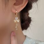 Women’s Floral Crystal Tassel Drop Earrings - Image 7