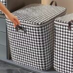 110L Houndstooth Foldable Clothing Storage Box - Image 4