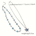 Women’s 2-Piece Blue Butterfly Layered Necklace Set