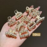 10pcs Small Alloy Mini Hair Clips with Bow and Rhinestones – Korean Hair Accessories for Bangs and Princess Hairstyles
