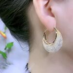 Women’s Gold Mesh-Wrapped Hoop Earrings - Image 6