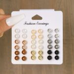 18-Pair Multicolor Pearl Stud Earrings Set - Image 6