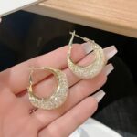 Women’s Gold Mesh-Wrapped Hoop Earrings - Image 7