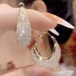 Women’s Gold Mesh-Wrapped Hoop Earrings - Image 4