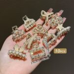 10pcs Small Alloy Mini Hair Clips with Bow and Rhinestones – Korean Hair Accessories for Bangs and Princess Hairstyles