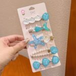 5-Piece Mermaid Shell and Starfish Hair Clip Set - Image 6