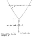 Rhinestone Starburst Cross Pendant Necklace - Image 4