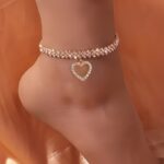Rhinestone Heart Pendant Anklet - Image 3