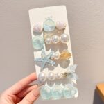 5-Piece Mermaid Shell and Starfish Hair Clip Set - Image 7