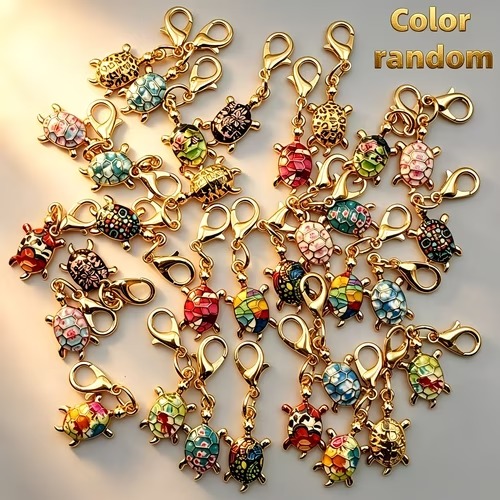 10-Piece Assorted Turtle Charm Keychain Set