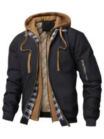 Men’s Plaid-Lined Hooded Zip-Up Jacket - Image 3