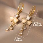 Women’s Floral Crystal Tassel Drop Earrings - Image 6