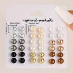 18-Pair Multicolor Pearl Stud Earrings Set - Image 5