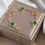 Luxurious Metal Hollow Clover Bracelet – Elegant Charm Jewelry for Women