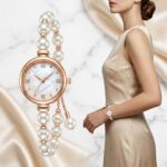 Women’s Rose Gold Pearl Bracelet Watch - Image 9