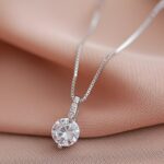 Round-Cut Crystal Solitaire Pendant Necklace - Image 3