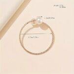Women’s Pearl Rhinestone Open Cuff Bracelet - Image 3