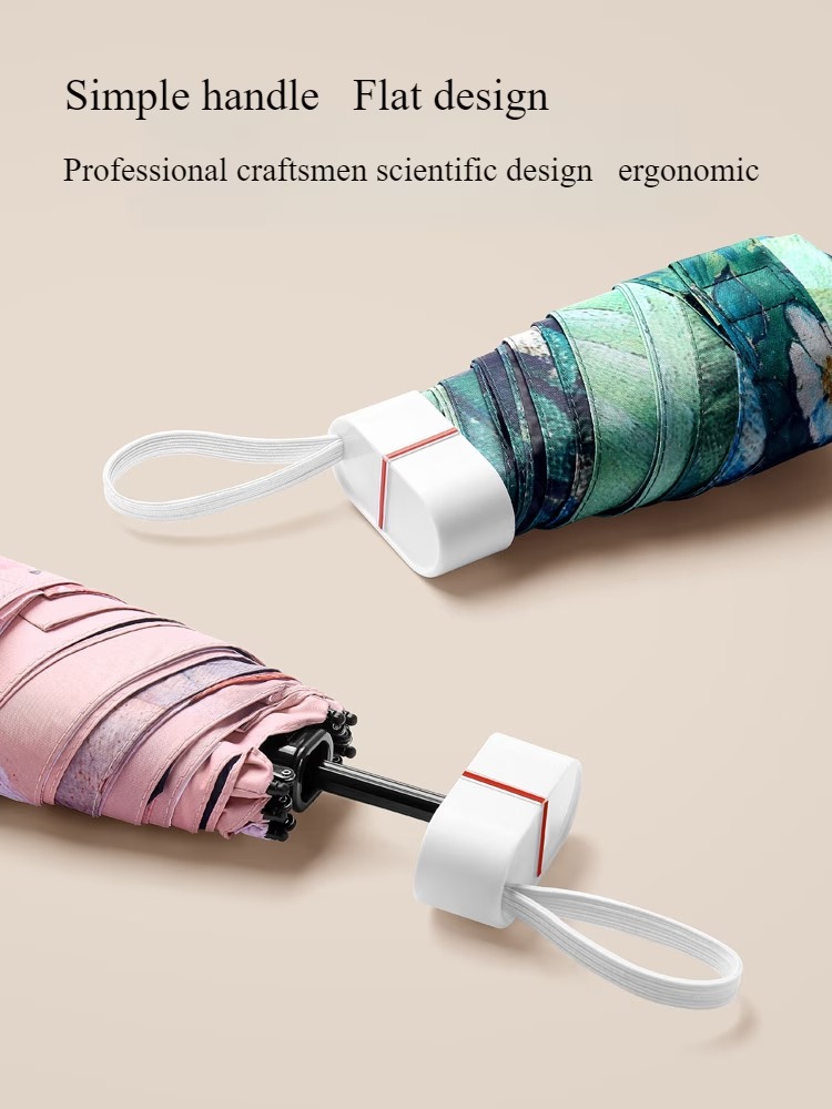 Pastel Floral 5-Fold Compact Travel Umbrella