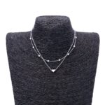 Double Layer Heart Pendant Collarbone Necklace - Image 9