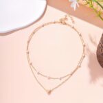 Double Layer Heart Pendant Collarbone Necklace - Image 11