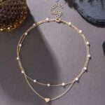 Double Layer Heart Pendant Collarbone Necklace - Image 3