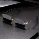 Unisex Rimless Rectangular Fashion Glasses – Trendy Tinted Lens Eyewear
