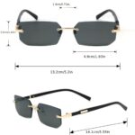 Unisex Rimless Rectangular Fashion Glasses – Trendy Tinted Lens Eyewear - Image 5