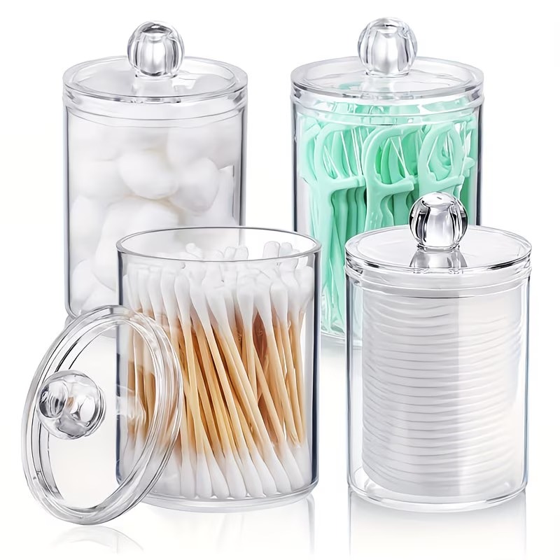 Clear Acrylic Cotton Swab Holder with Lid