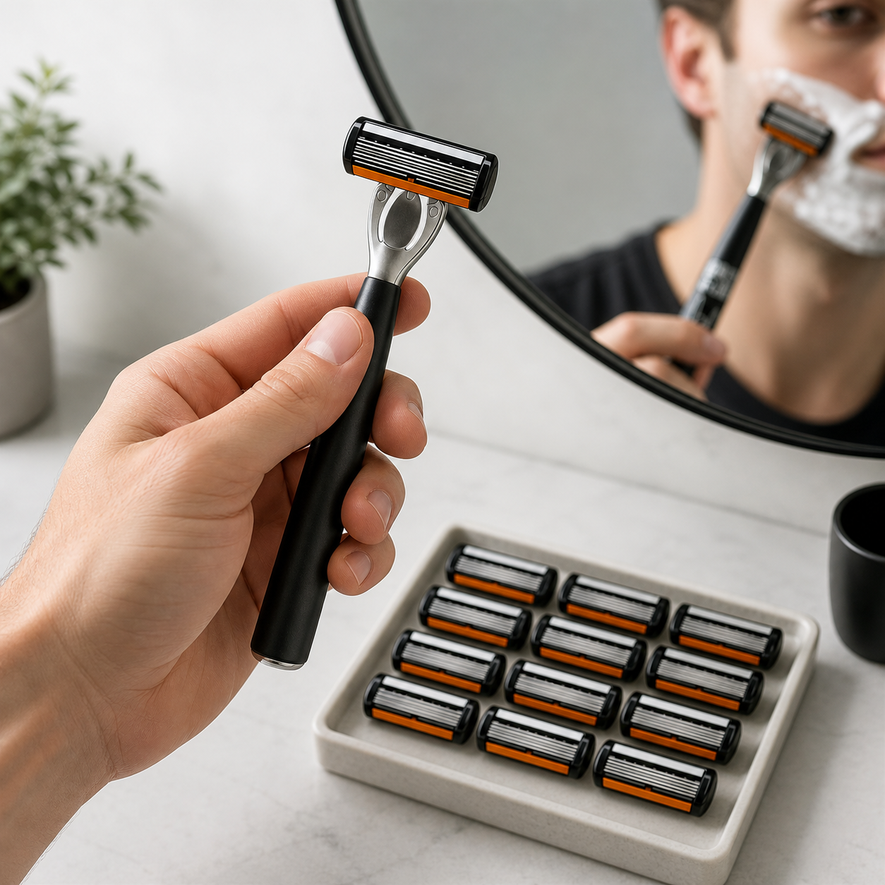 04a0c0f8-e2a8-456d-9260-850b30fc2bb0 Hip-Hop Style Manual Razor for Men – Reusable Shaving Tool with 12 Replacement Cartridges - Image 1