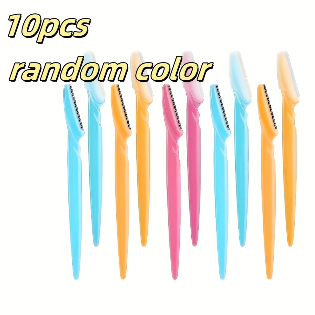 10-Pack Stainless Steel Eyebrow Razors – Multi-Functional Facial & Body Grooming Razors for Easy Trimming