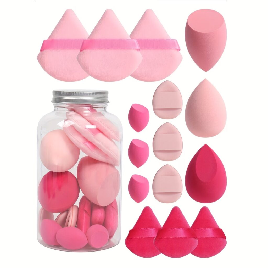 15-Piece Makeup Sponge Set – Triangle Puffs & Mini Makeup Sponges for Liquid, Cream & Powder Cosmetics