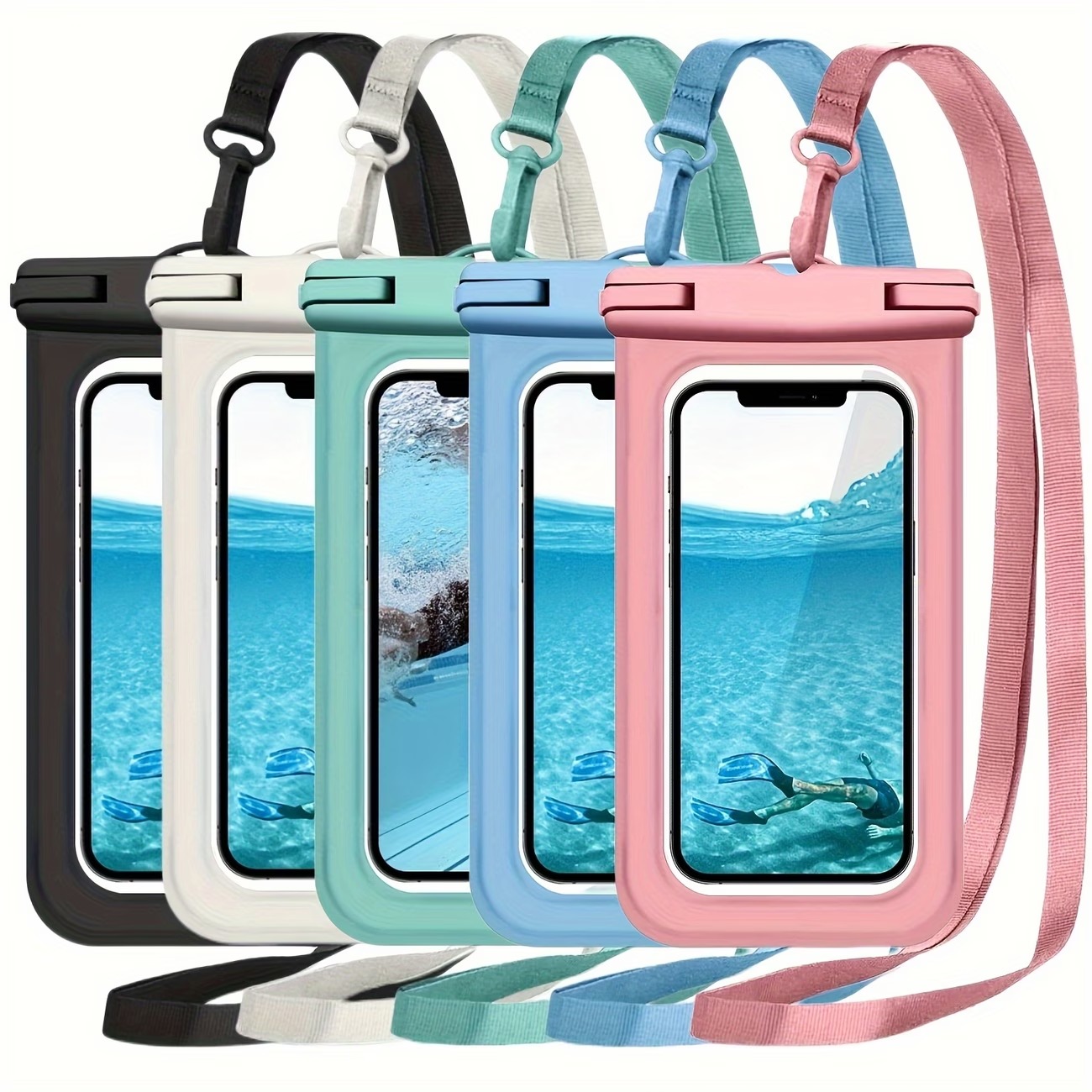 2-Pack Universal Waterproof Phone Pouch with Lanyards (12) 2-Pack Universal Waterproof Phone Pouch with Lanyards - Image 1