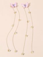 2-Piece Butterfly Tassel Hair Clips – Long Chain Butterfly Hair Accessories - Image 6