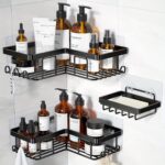 3-Pack Shower Caddy Organizer – Wall-Mounted Corner Shower Shelves with Soap Holder & Hooks