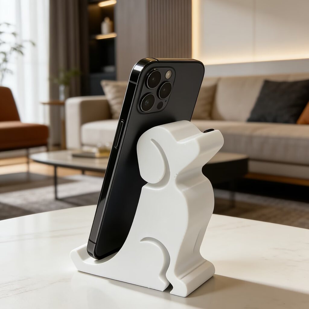 3D Printed Cute Dog Phone Holder – Creative Desk Stand