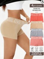 4-Piece Women's Seamless Boxer Briefs – Breathable Stretch-Fit Underwear