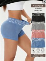 4-Piece Women's Seamless Boxer Briefs – Breathable Stretch-Fit Underwear - Image 7