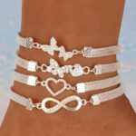 4pcs Elegant Infinity Love Foot Chain – Women's Fashionable Butterfly Multi-Stacking Anklet Set