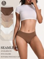 5-Pack Women's Seamless Panties – Mid-Rise Butt-Lifting Tummy Control Underwear