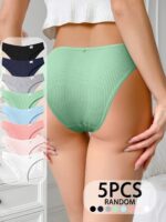 5-Piece Women's Mid-Rise Striped Panties – Breathable Comfortable Everyday Underwear - Image 5