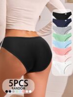 5-Piece Women's Mid-Rise Striped Panties – Breathable Comfortable Everyday Underwear - Image 7