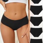 5-Piece Women's Seamless Panties – Soft Comfortable Solid Color Underwear