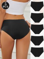 5-Piece Women's Seamless Panties – Soft Comfortable Solid Color Underwear - Image 8