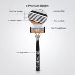 6-Layer Manual Safety Razor with 6 Precision Stainless Steel Blades – Reusable Face & Body Hair Removal Shaver for Men & Women - Image 5
