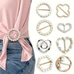 6-Piece Rhinestone & Pearl Clothing Buckle Set – Decorative Shirt & Dress Clips
